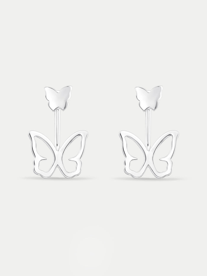 Sterling Silver Butterfly Ear Jacket Earring | Silver-Image 1