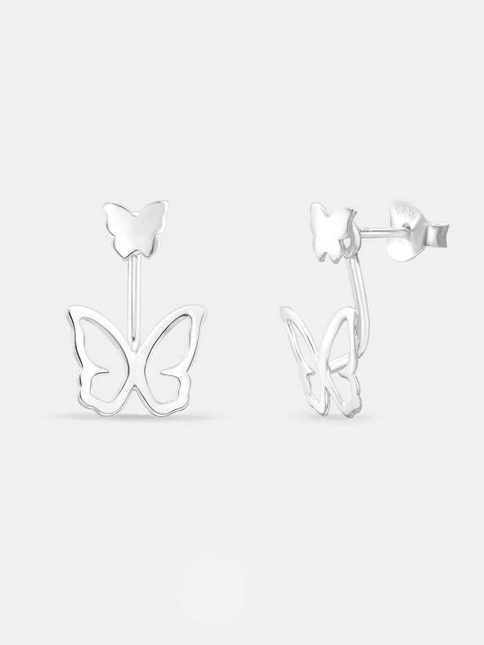 Sterling Silver Butterfly Ear Jacket Earring | Silver-Image 2