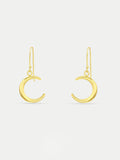 Sterling Silver Crescent Moon Drop Earring | Gold-Image 1