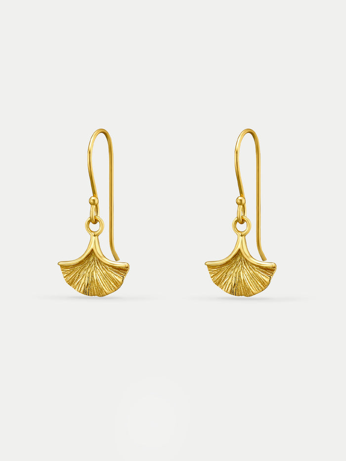 Sterling Silver Floral Leaf Drop Earring | Gold-Image 1