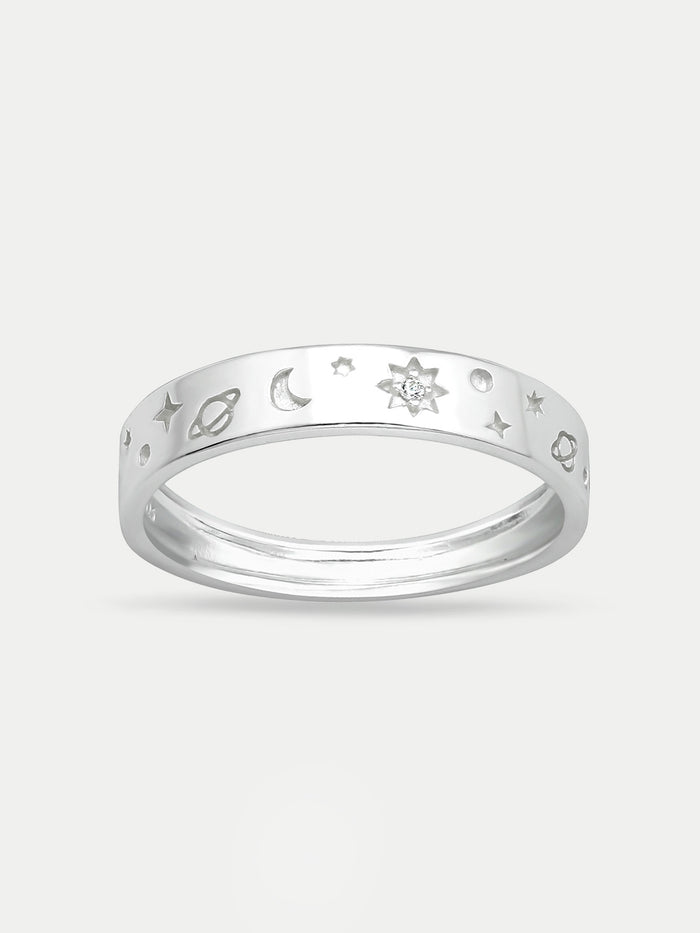 Sterling Silver Galaxy Band Ring | Silver-Image 1