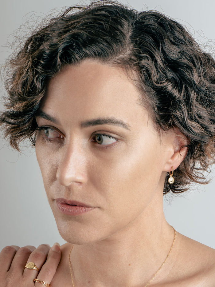 Sterling Silver Gold Plated Eye Hoop Drop Earrings | Gold-Image 2