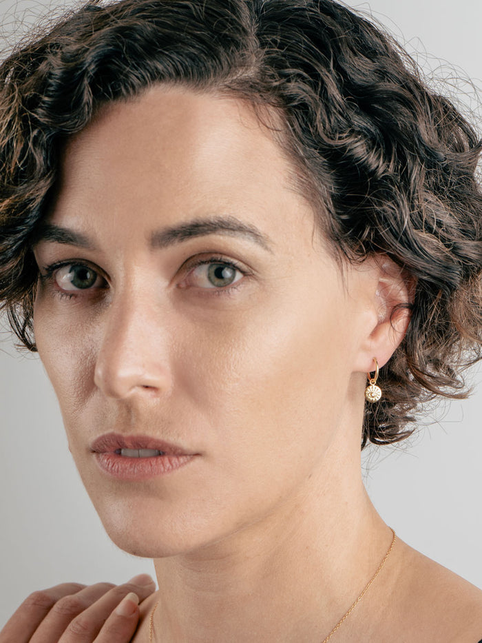 Sterling Silver Gold Plated Eye Hoop Drop Earrings | Gold-Image 3