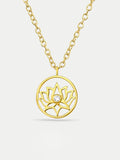 Sterling Silver Gold Plated Lotus Gem Pendant Necklace | Gold-Image 1