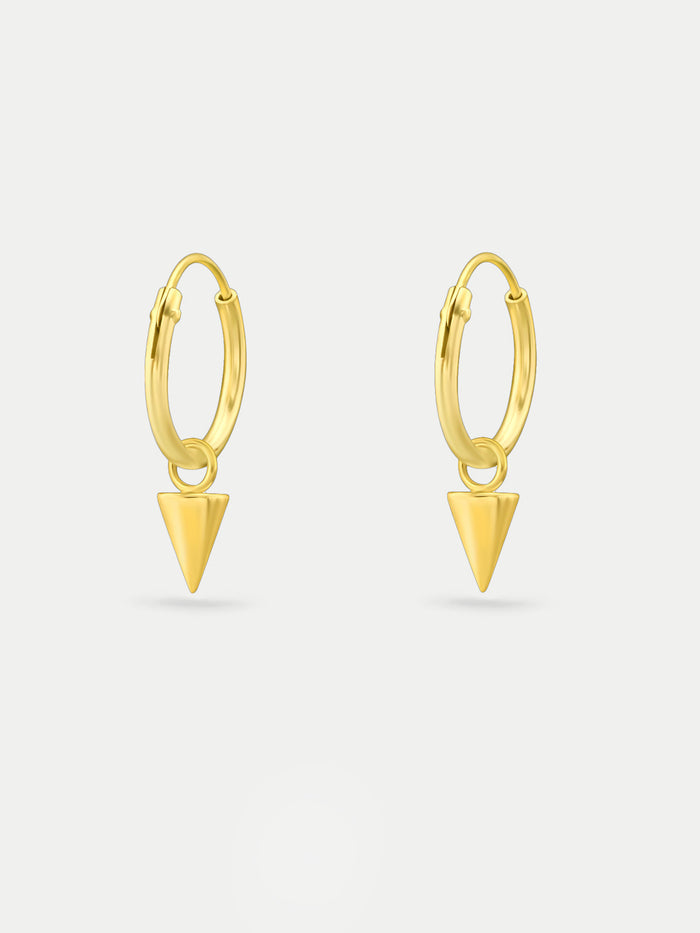 Sterling Silver Gold Plated Triangle Hoop Drop Earrings | Gold-Image 1