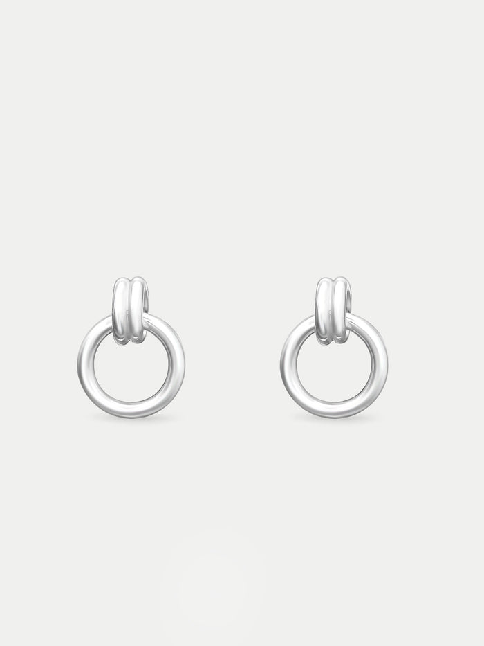 Sterling Silver Hanging Round Ear Studs | Silver-Image 1