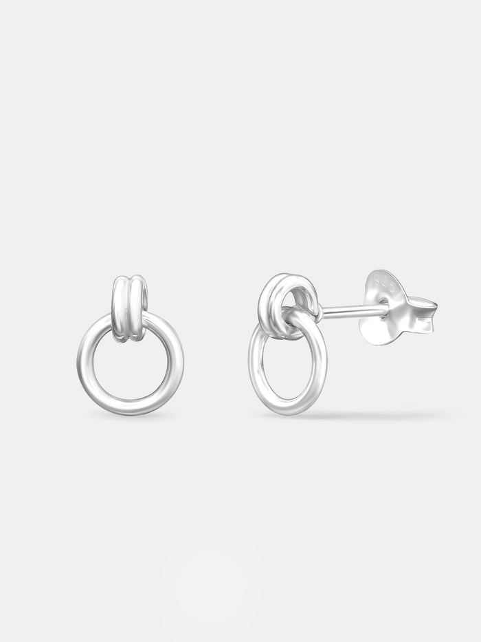 Sterling Silver Hanging Round Ear Studs | Silver-Image 2