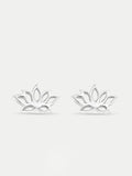 Sterling Silver Lotus Stud Earrings | Silver-Image 1