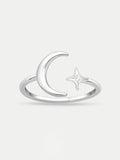 Sterling Silver Moon and Star Ring | Silver-Image 1