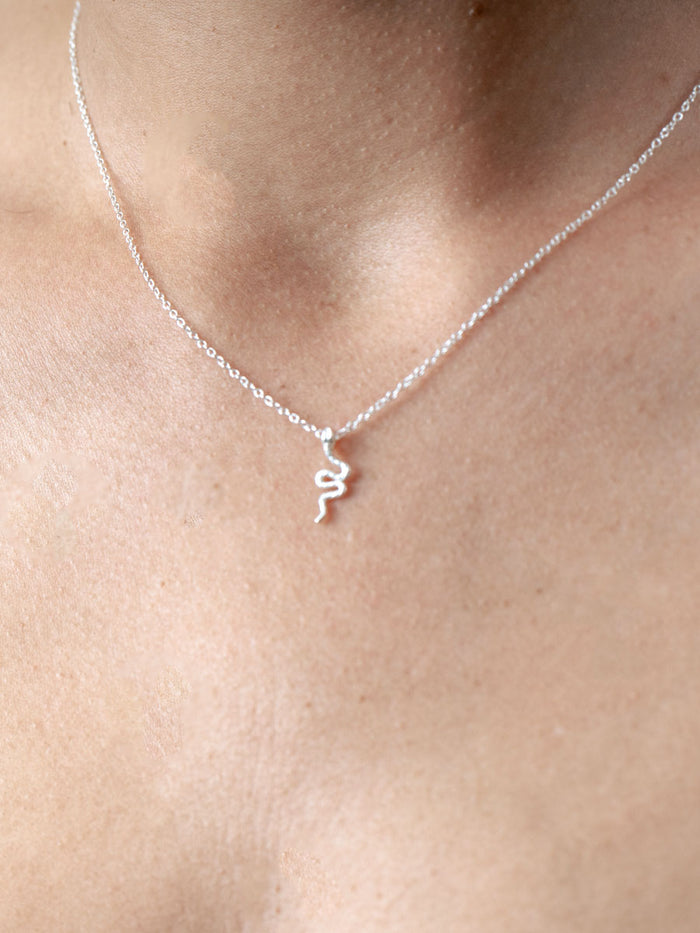Sterling Silver Snake Pendant Necklace | Silver-Image 3