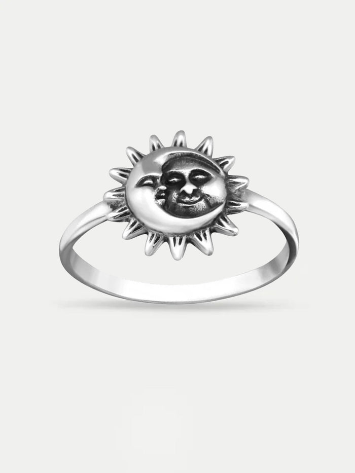 Sterling Silver Sun and Moon Ring | Silver-Image 1