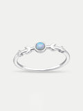 Sterling Silver Triple Moon and Stars Opal Gem Ring | Silver-Image 1