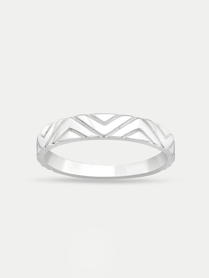 Sterling Silver Zigzag Band Ring | Silver-Image 1
