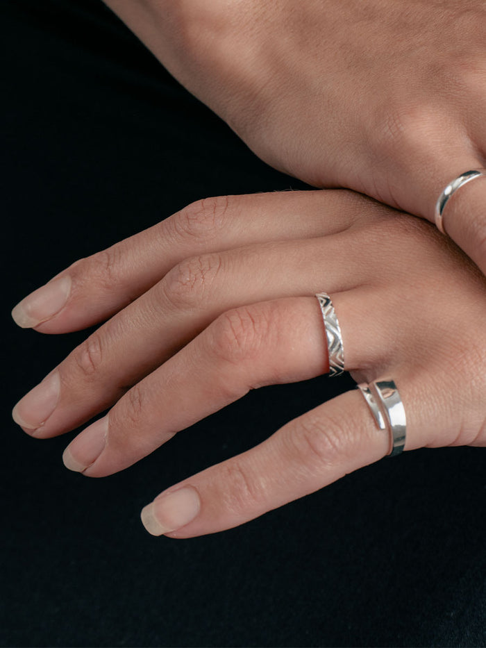 Sterling Silver Zigzag Band Ring | Silver-Image 2