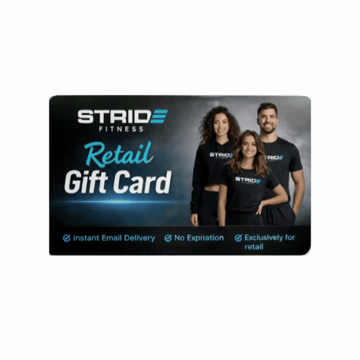 STRIDE Fitness retail gift card for purchasing apparel and fitness products perfect for any athlete or fitness enthusiast
