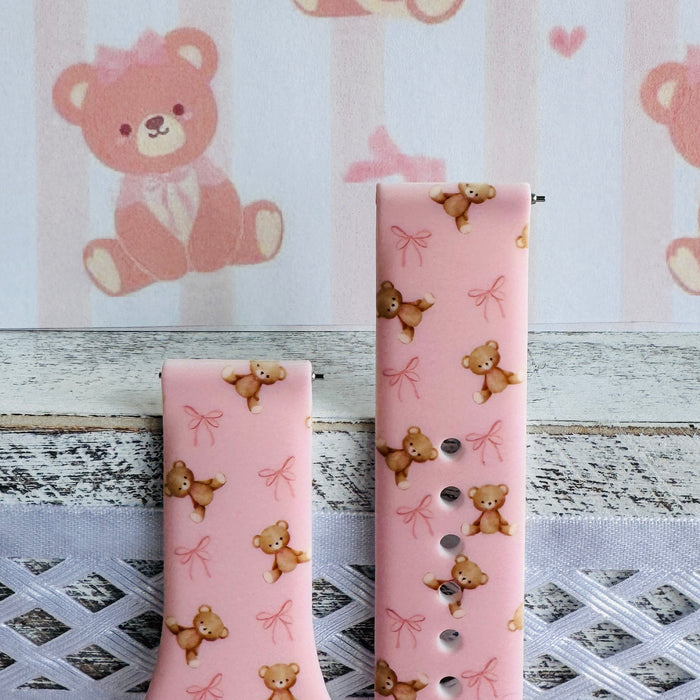 Sugar Bear Crush Print Silicone Band For Samsung Watch â exchanges or store credit) Style Notes Palette: blush pink, honey-brown teddy, soft cream accents.