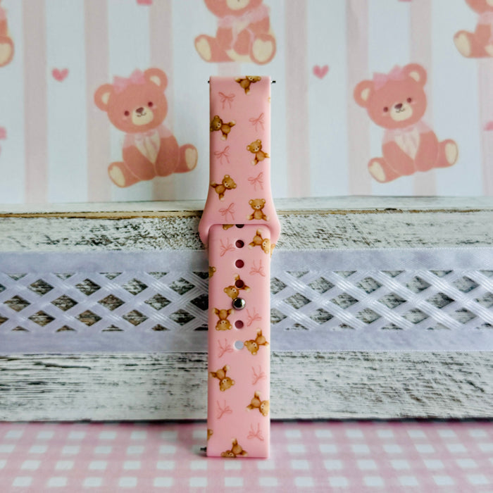 Sugar Bear Crush Print Silicone Band For Samsung Watch â exchanges or store credit) Style Notes Palette: blush pink, honey-brown teddy, soft cream accents.