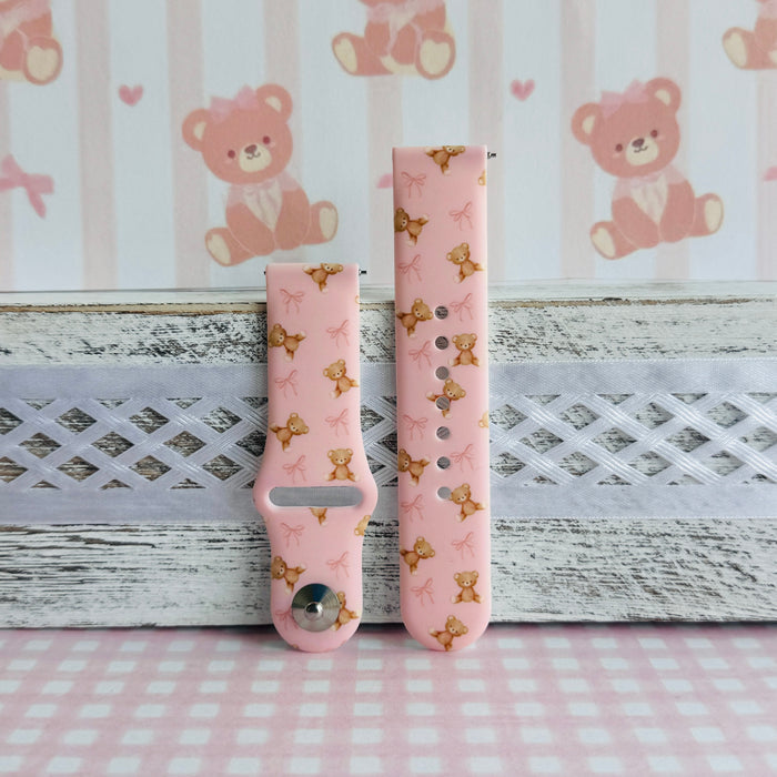 Sugar Bear Crush Print Silicone Band For Samsung Watch â exchanges or store credit) Style Notes Palette: blush pink, honey-brown teddy, soft cream accents.