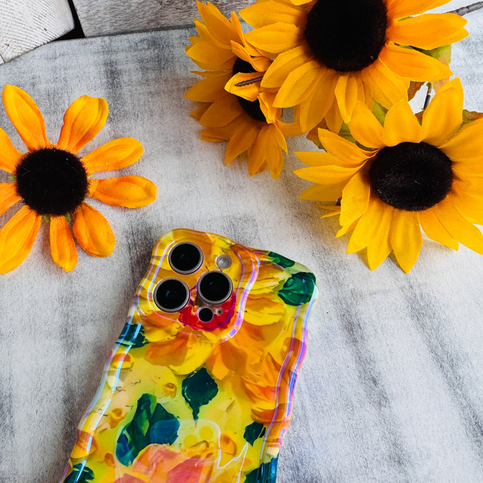 Sunshine Petals Wavy Luxe MagSafe Case for iPhone â Radiate positivity and warmth with the Sunshine Petals Wavy Luxe MagSafe Case from Fancy Bands.