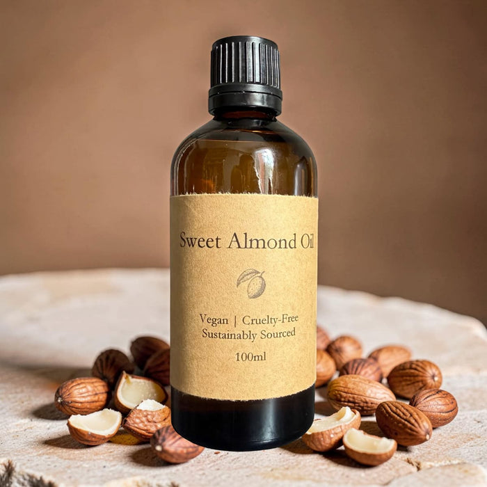 Sweet Almond Carrier Oil | Cold-Pressed Vegan 100 ml Amber Bottle
