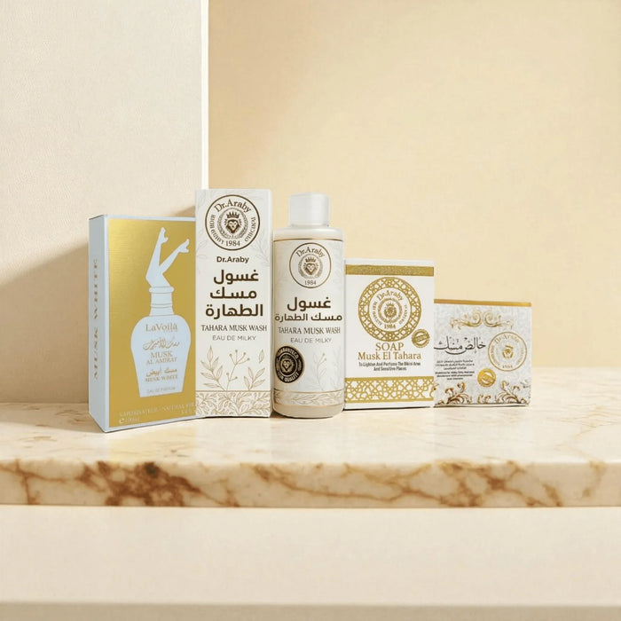 Tahara Musk Feminine Hygiene & Fragrance Set-4Ps - Feminine Hygiene & Body Fragrance Set - Dr. Araby, LaVoilá -- United Arab Emirates -- Pinky Cosmetics