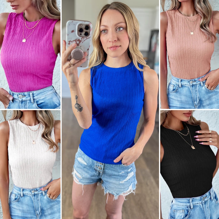 Textured Round Neck Tank