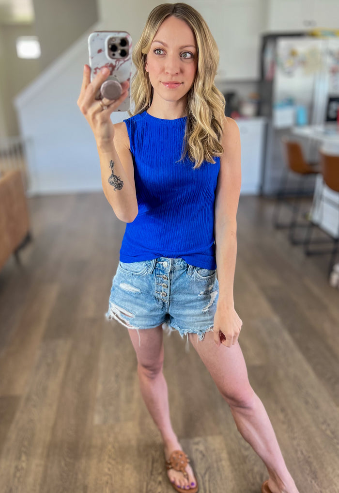 Textured Round Neck Tank