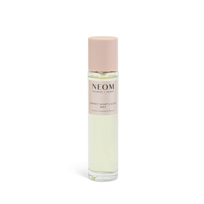 NEOM Sleep Mist Bottle with pink cap on a white background