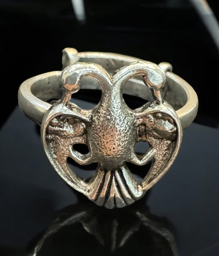 The Dvaya Silver Gandaberunda Adjustable Finger Ring