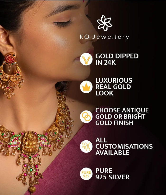 The Maavu Silver Pearl/Kemp  Mango Pendant & Earrings