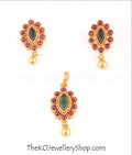 Two colour pendant set South Indian temple jewellery designs