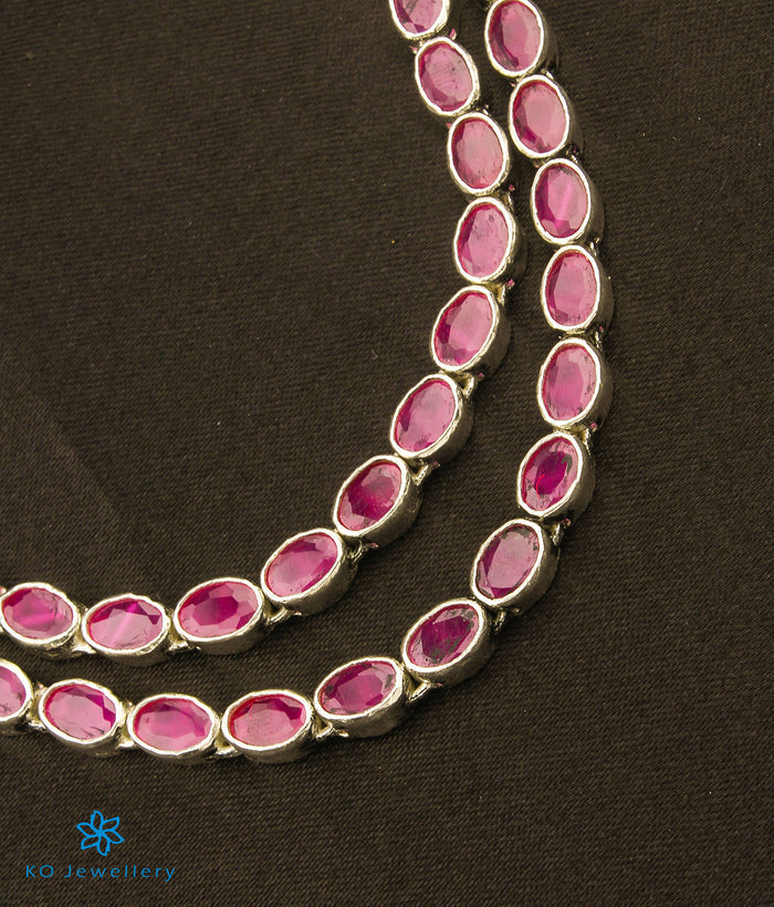 The Riddhima Silver Kemp Two layer Necklace