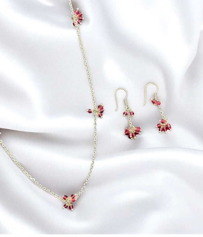The Suhana Silver Coral Necklace & Earrings