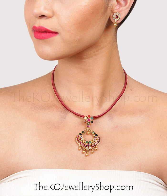 925 sterling silver navratna pendant set jewellery for women
