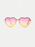 Thin Heart Frame Sunglasses | Pink/Yellow-Image 1