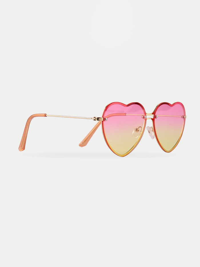 Thin Heart Frame Sunglasses | Pink/Yellow-Image 2