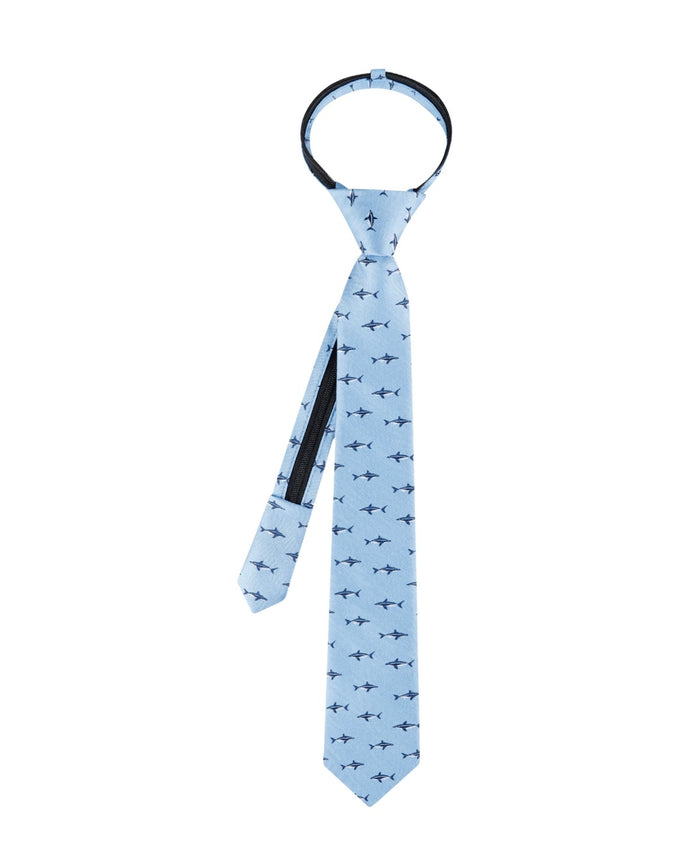 Tommy Hilfiger Boys Finn Shark Printed Pre-Tied Zipper Tie - Blue $17.99 online