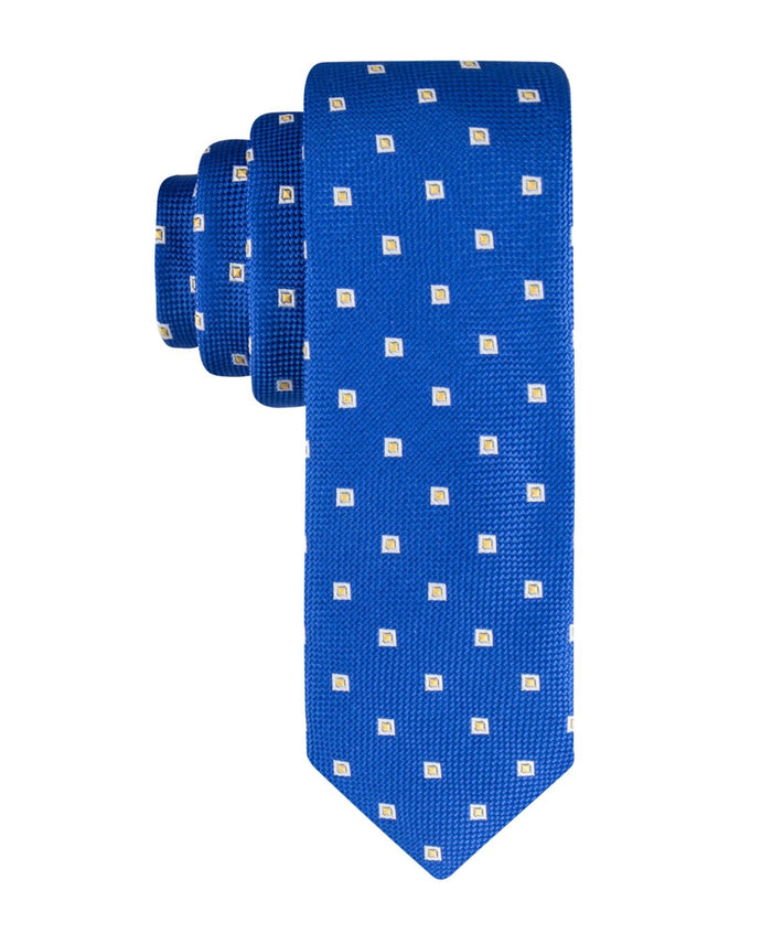 Tommy Hilfiger Boys on Board Square Neat Grid Adjustable Tie - Cobalt