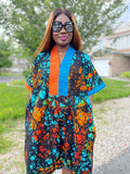 Tori Bubu Ankara short Dress 02 - Blue and Orange