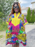 Tori Bubu Ankara Short Dress  03 - Yellow and MultiC