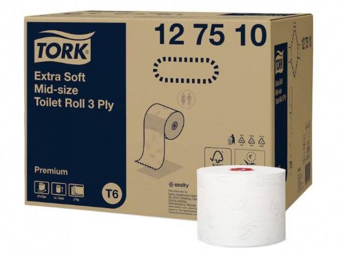 TORK T6 Mid-Size 127510 Toilet Paper Roll Soft Premium 70m