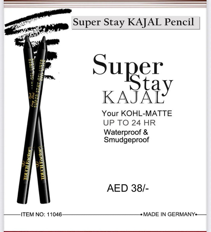 TOUCH FACTOR Waterproof Smoothening Eye Kajal Penci (Black), Matte - - Pinky Cosmetics -- United Arab Emirates -- Pinky Cosmetics