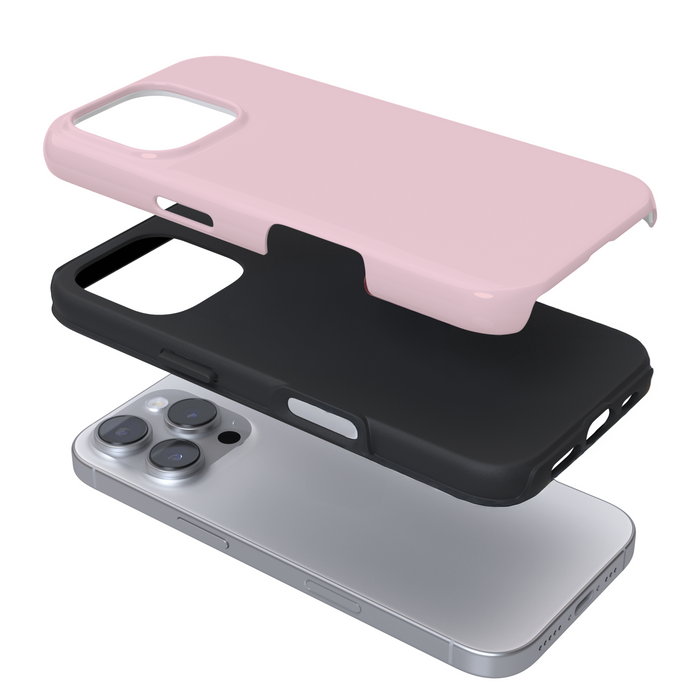 Expanded view of a pastel pink phone case on a white background