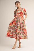 Tropical Fiesta Tiered Midi Dress