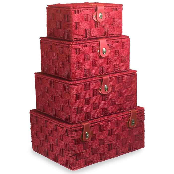 Twisted Red Paper Rope Storage Basket