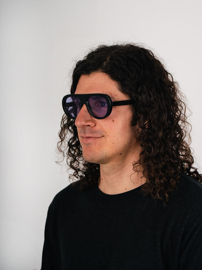 Unisex Oversized Aviator Sunglasses | Black/Purple-Image 2