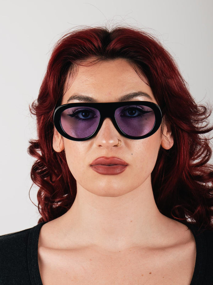 Unisex Oversized Aviator Sunglasses | Black/Purple-Image 6