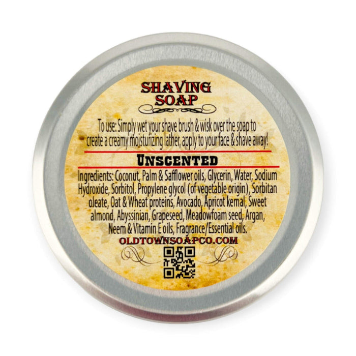 Unscented -Shave Soap Tin - Old Town Soap Co.