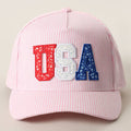 USA Letter Patch Striped Trucker Hat 
: PINK