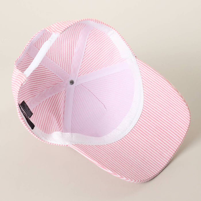 USA Letter Patch Striped Trucker Hat 
: PINK